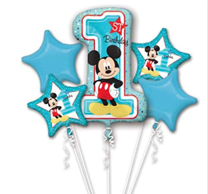 Disney Mickey Mouse 1st Birthday 5 Piece Foil Balloon Bouquet