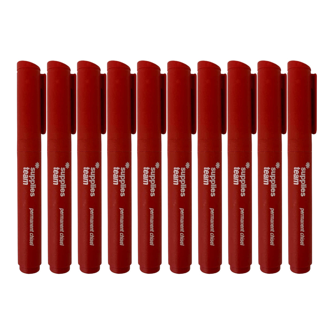 Chisel Tip Permanent Marker | Red | 10 Pack