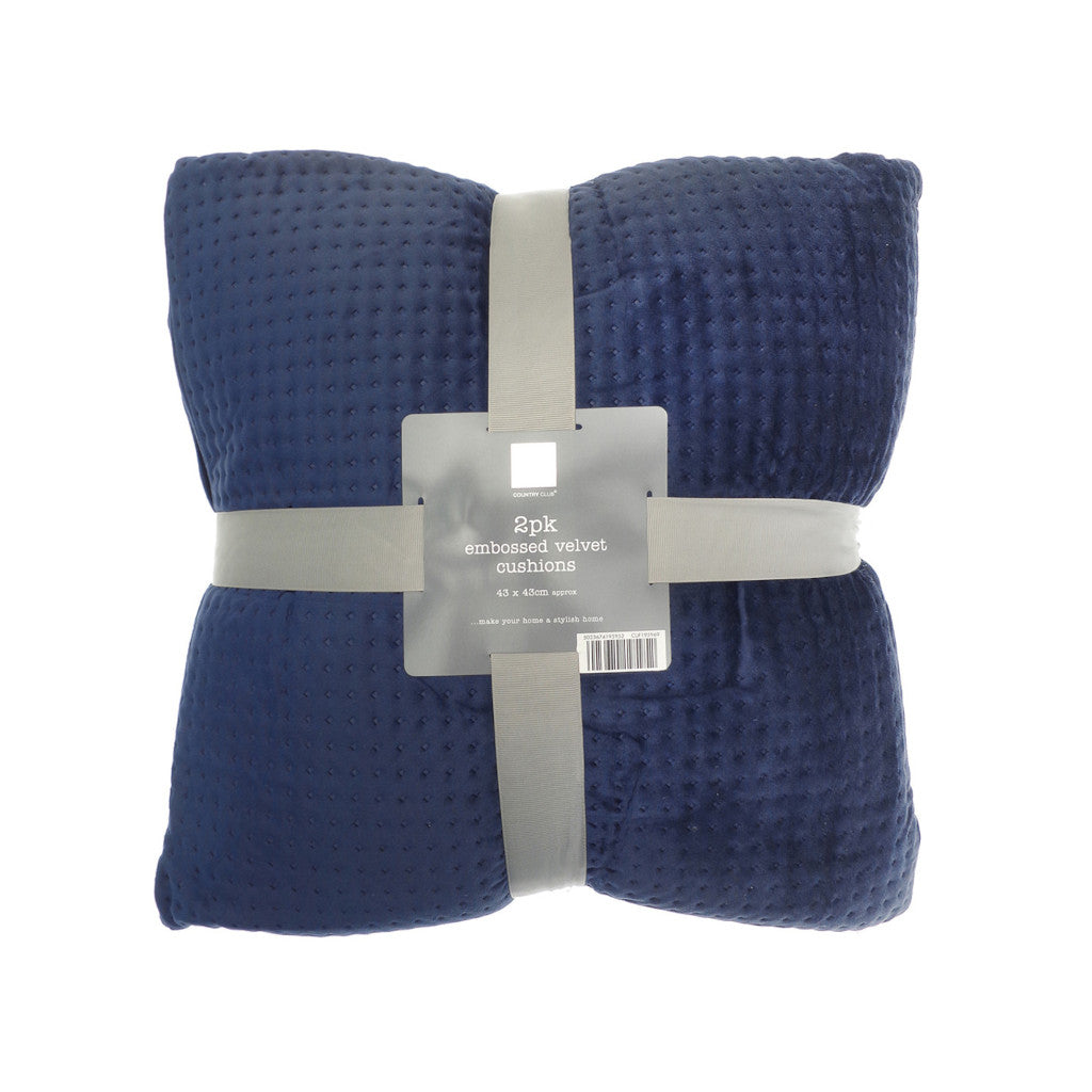 Blue Velvet Cushion | 43 x 43cm | 2 Pack
