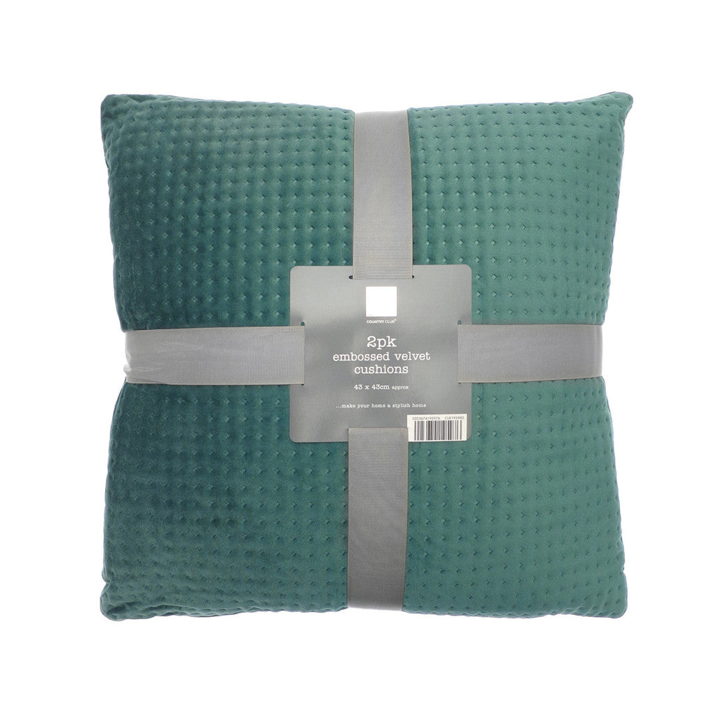 Green Velvet Cushion | 43 x 43cm | 2 Pack