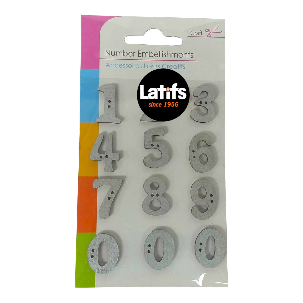 Craft Number Embellishments 12 Pack