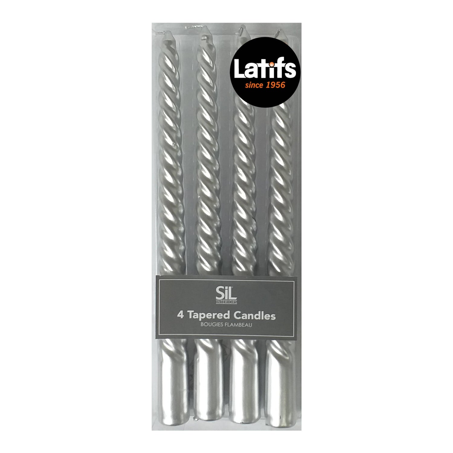 Silver Twist Tapered Candles | 4 Pack