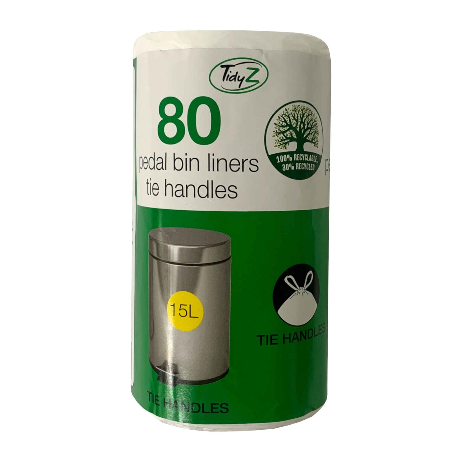 Pedal Bin Liners with Tie Handles | 80 Pack | 15L