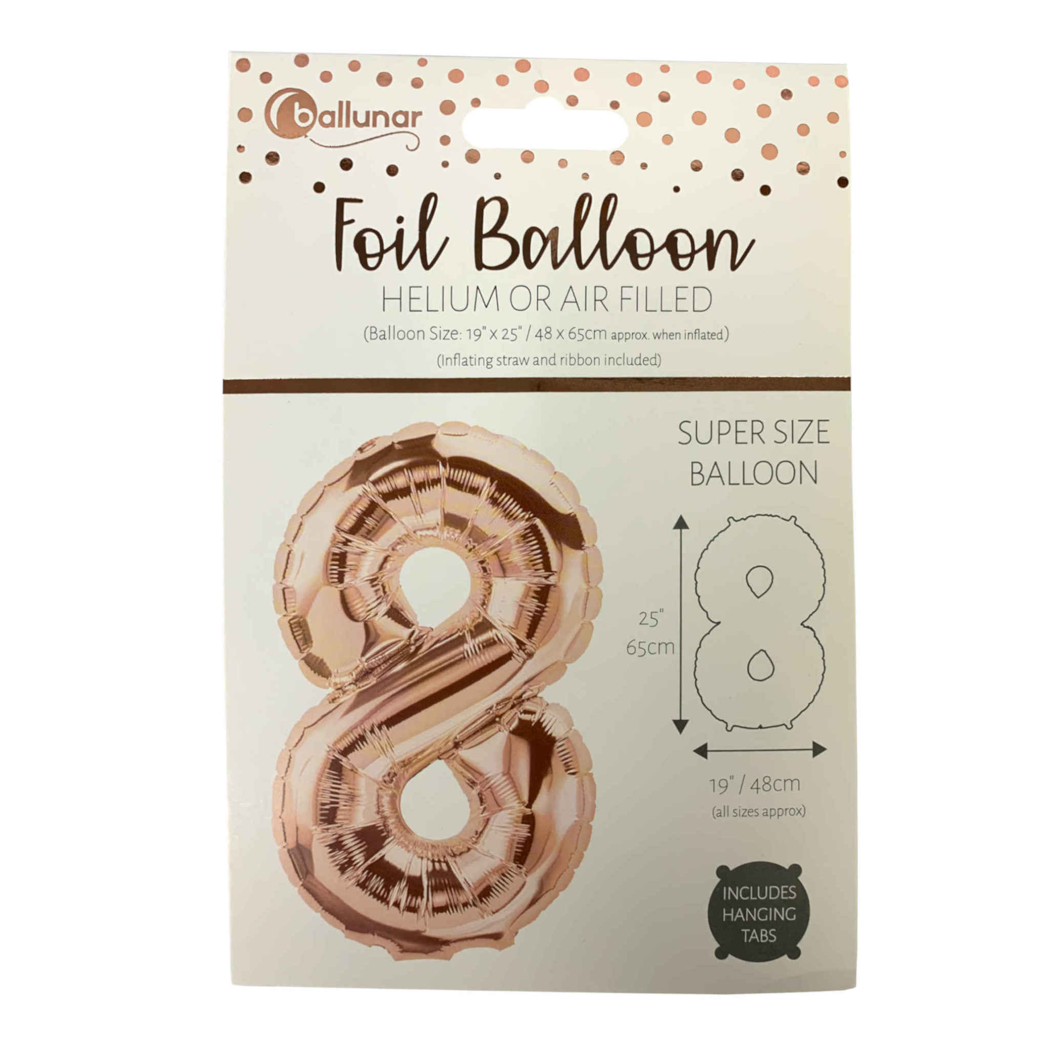 Number 8 Foil Balloon | Rose Gold | 65cm