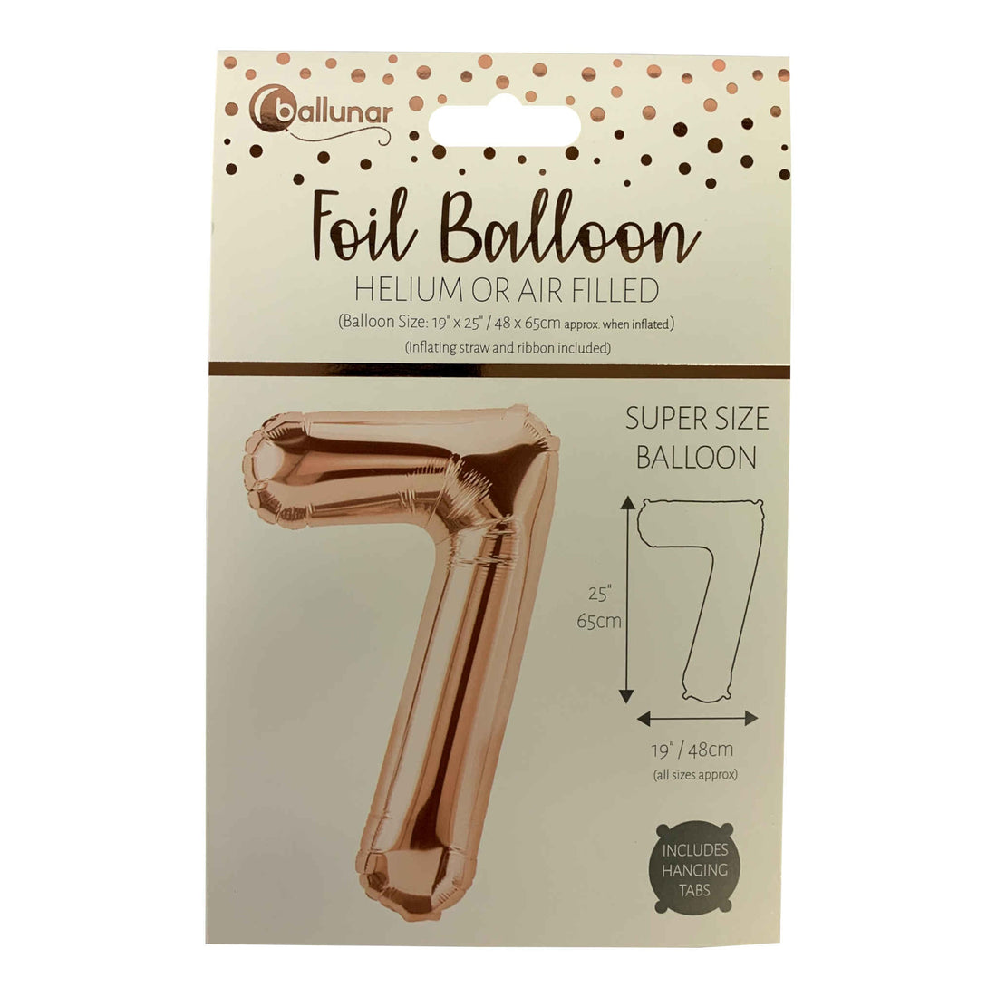 Number 7 Foil Balloon | Rose Gold | 65cm
