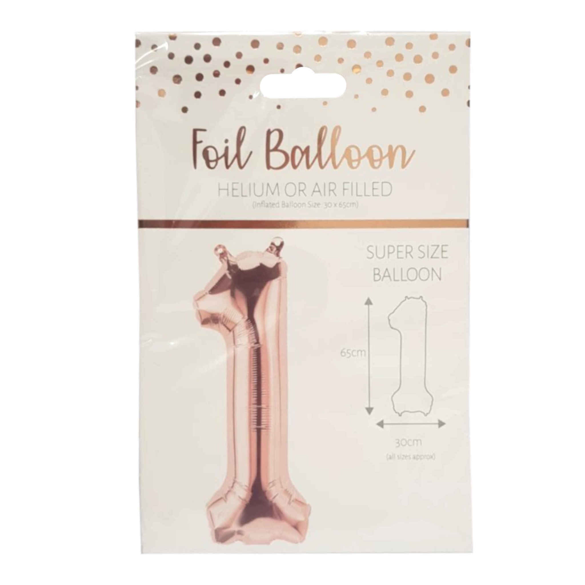 Number 1 Foil Balloon | Rose Gold | 65cm