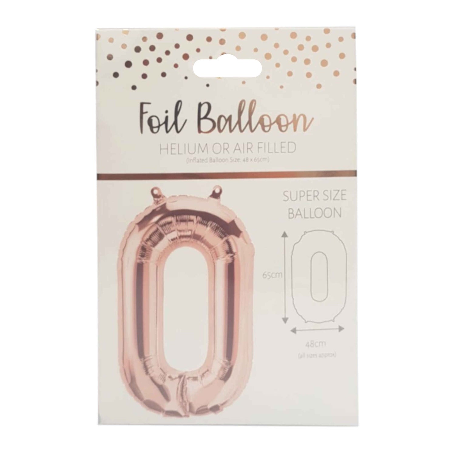 Number 0 Foil Balloon | Rose Gold | 65cm
