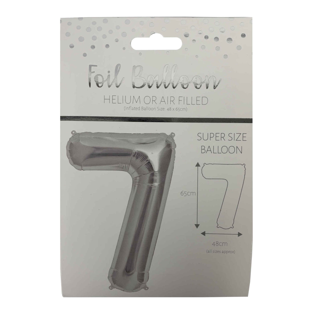 Number 7 Foil Balloon | Silver | 65cm