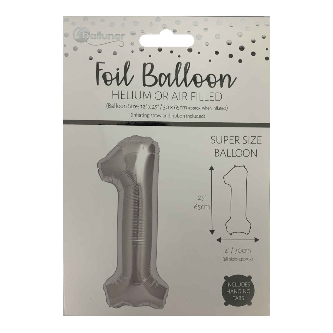 Number 1 Foil Balloon | Silver | 65cm
