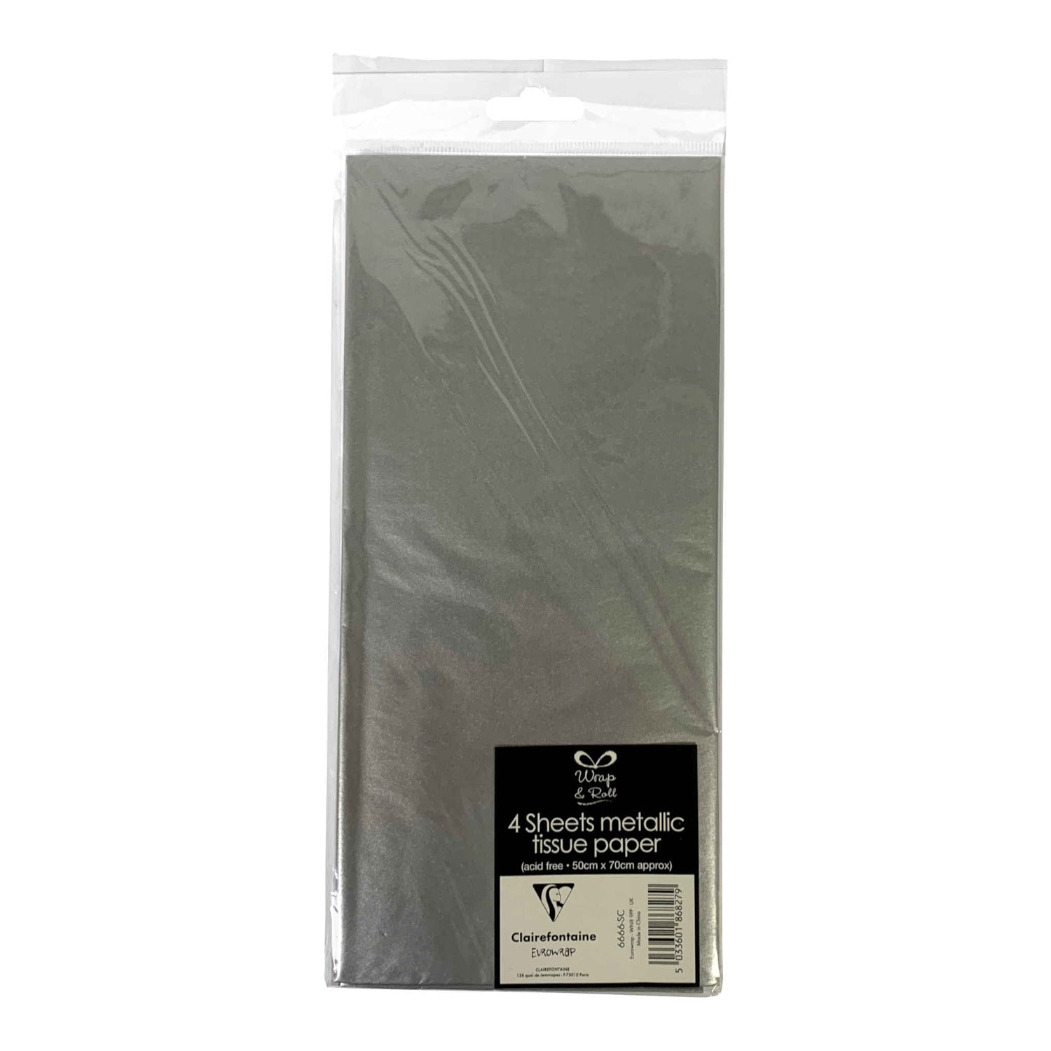 Metallic Tissue Paper | Silver | 50 x 70cm | 4 Pack