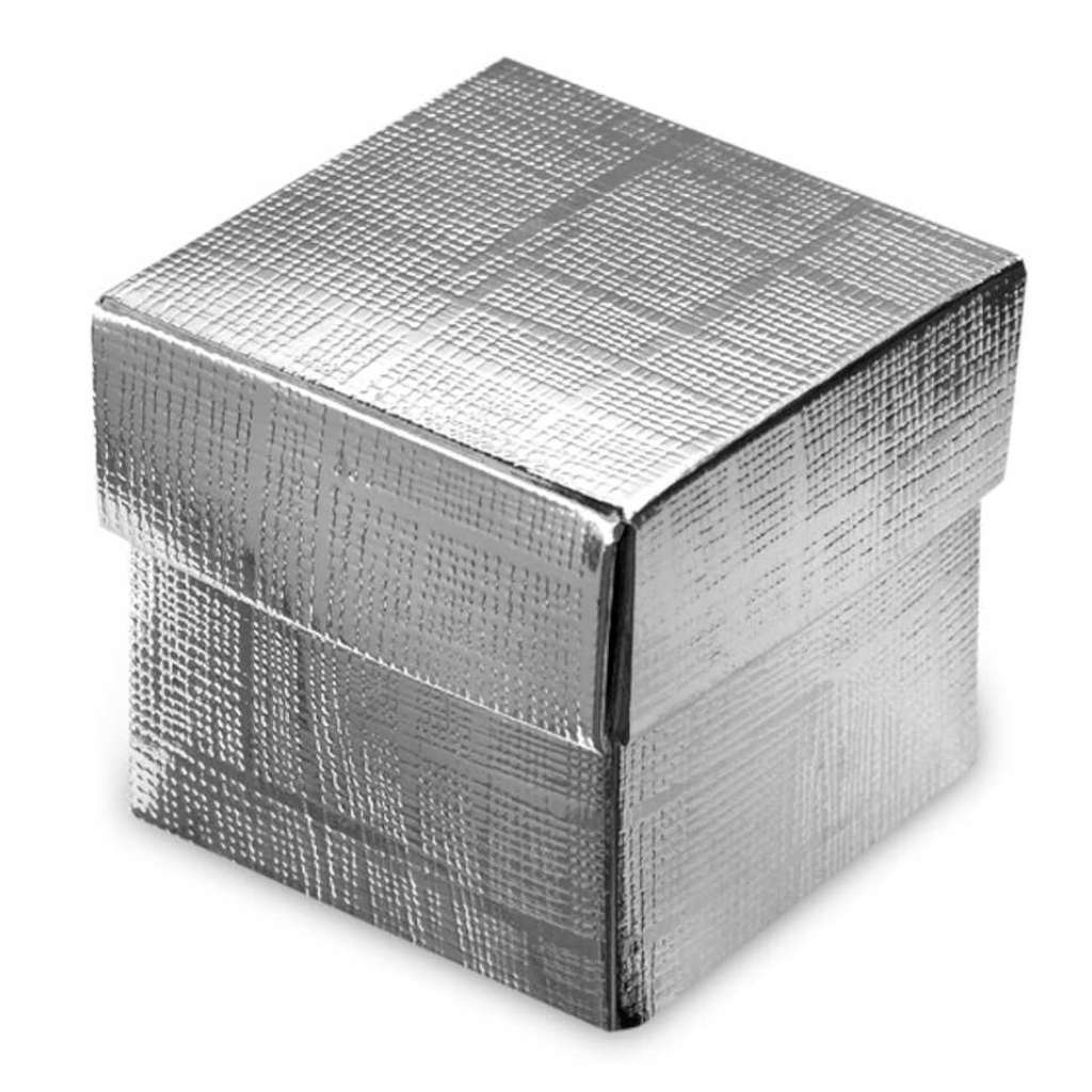 Silk Square Box with Lid | Silver | 50 x 50 x 50mm | 10 Pack