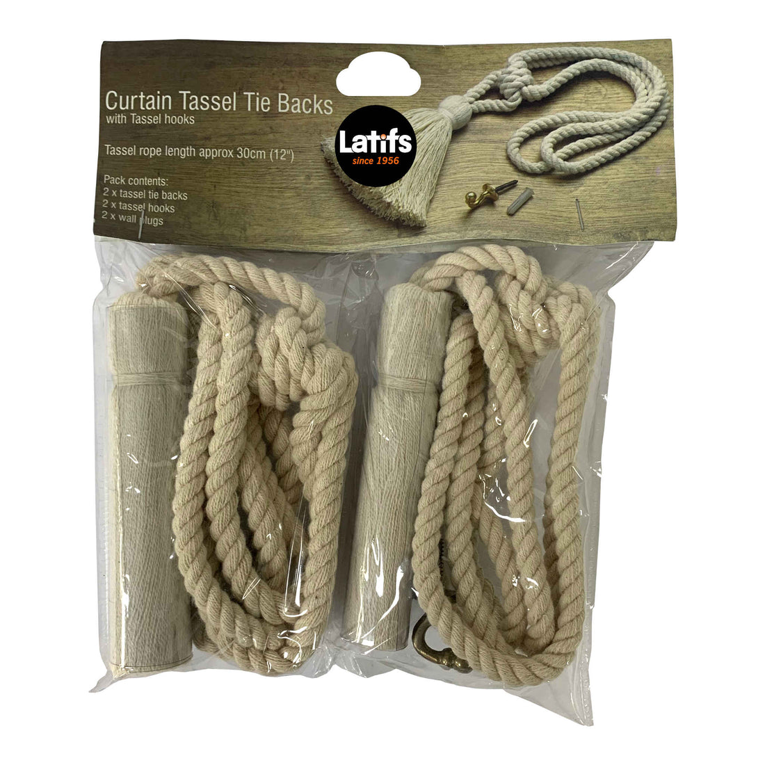Curtain Tassel Tie Backs with Tassel Hooks | 2 Pack