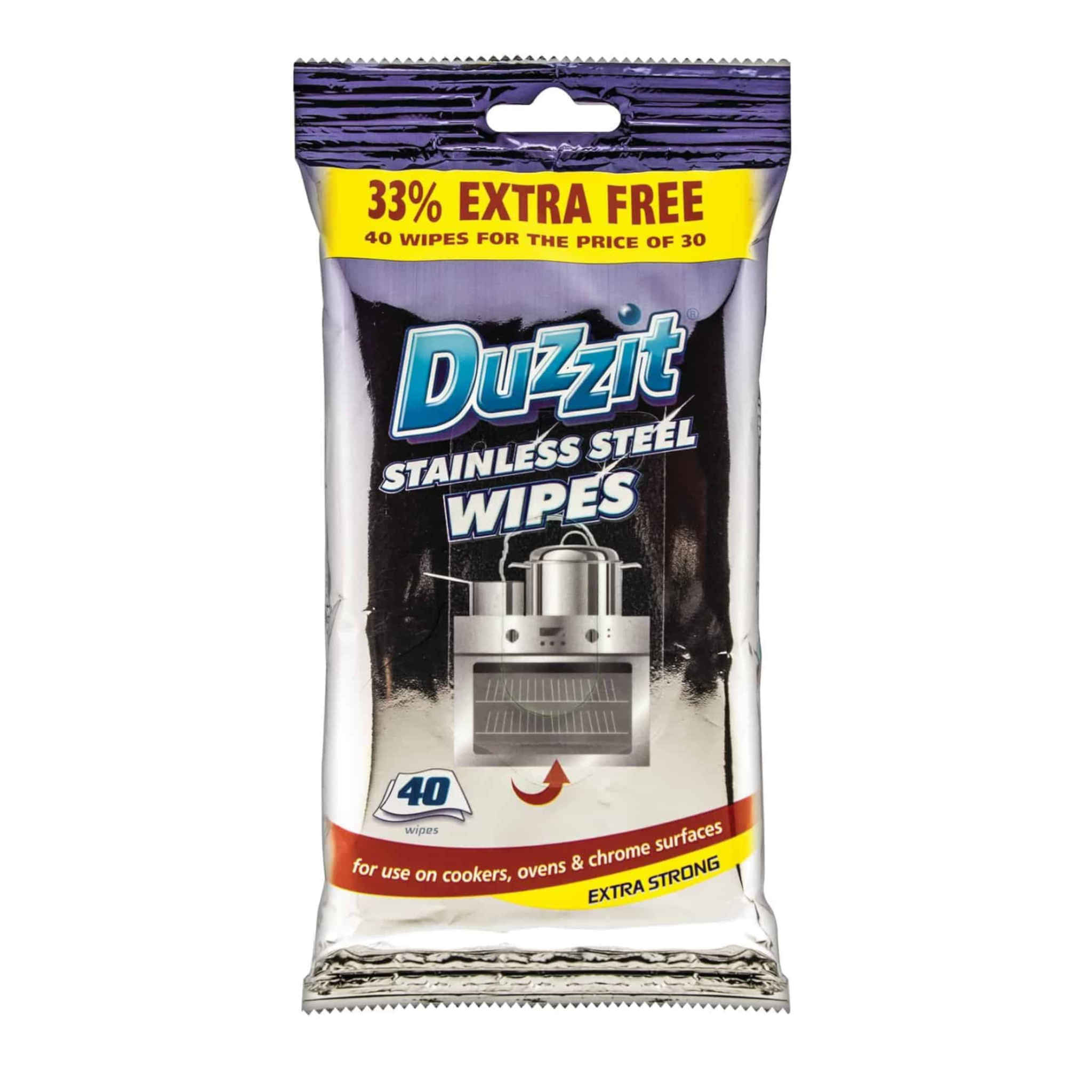 Duzzit Stainless Steel Wipes Jumbo Wipes | 40 Pack