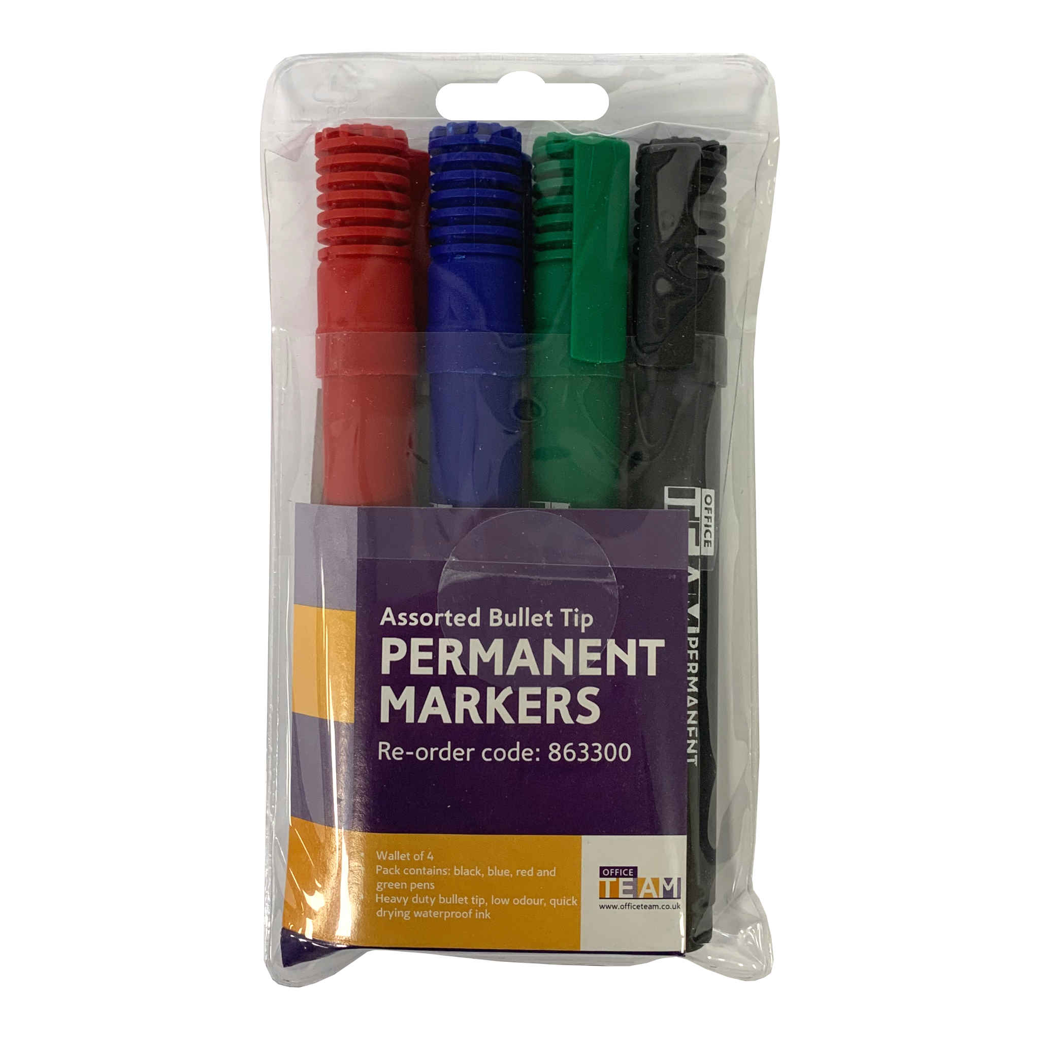 Bullet Tip Permanent Markers | Assorted | 4 Pack