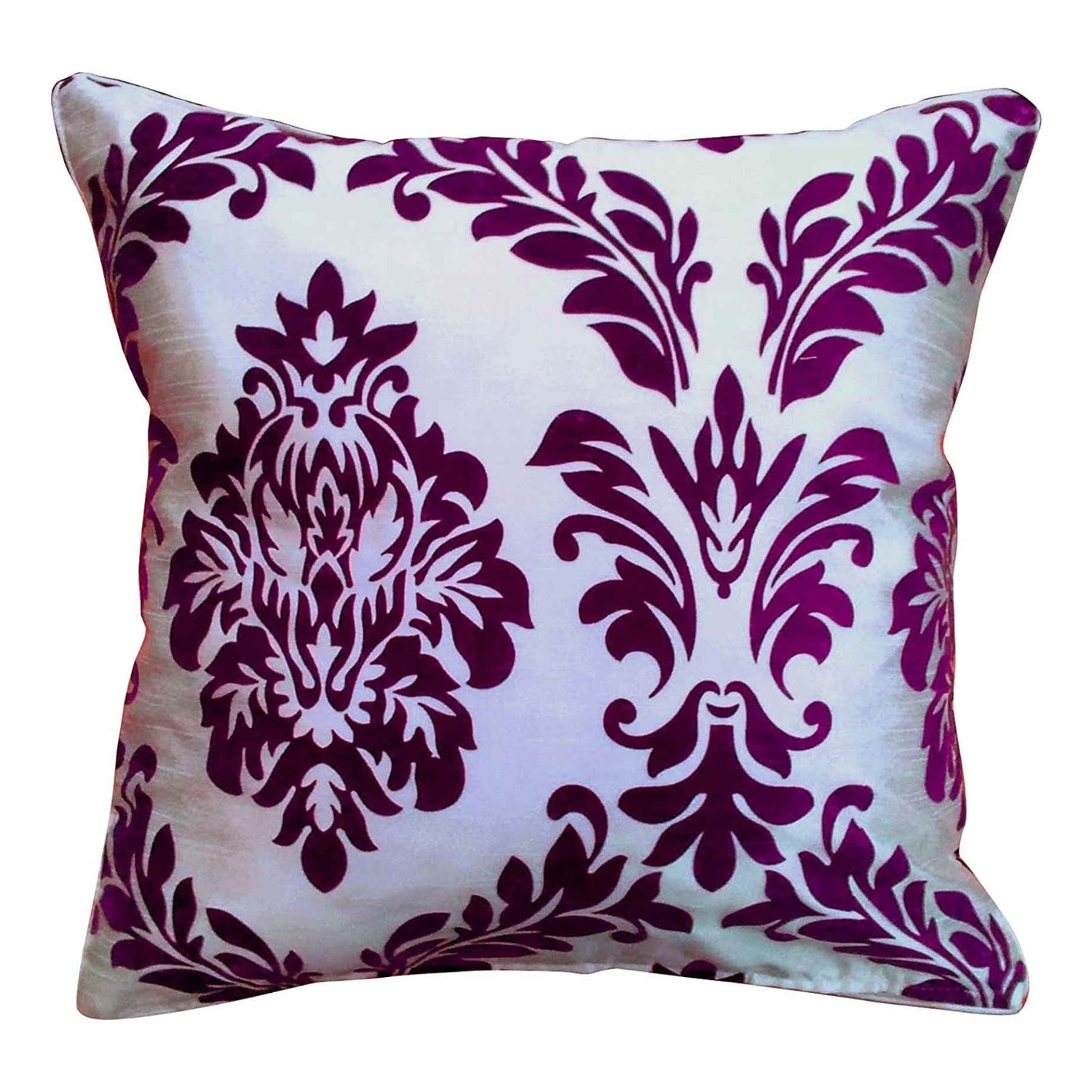 Gaveno Cavailia Flock Arena Cushion | 22 x 22 inch | Cream/Aubergine