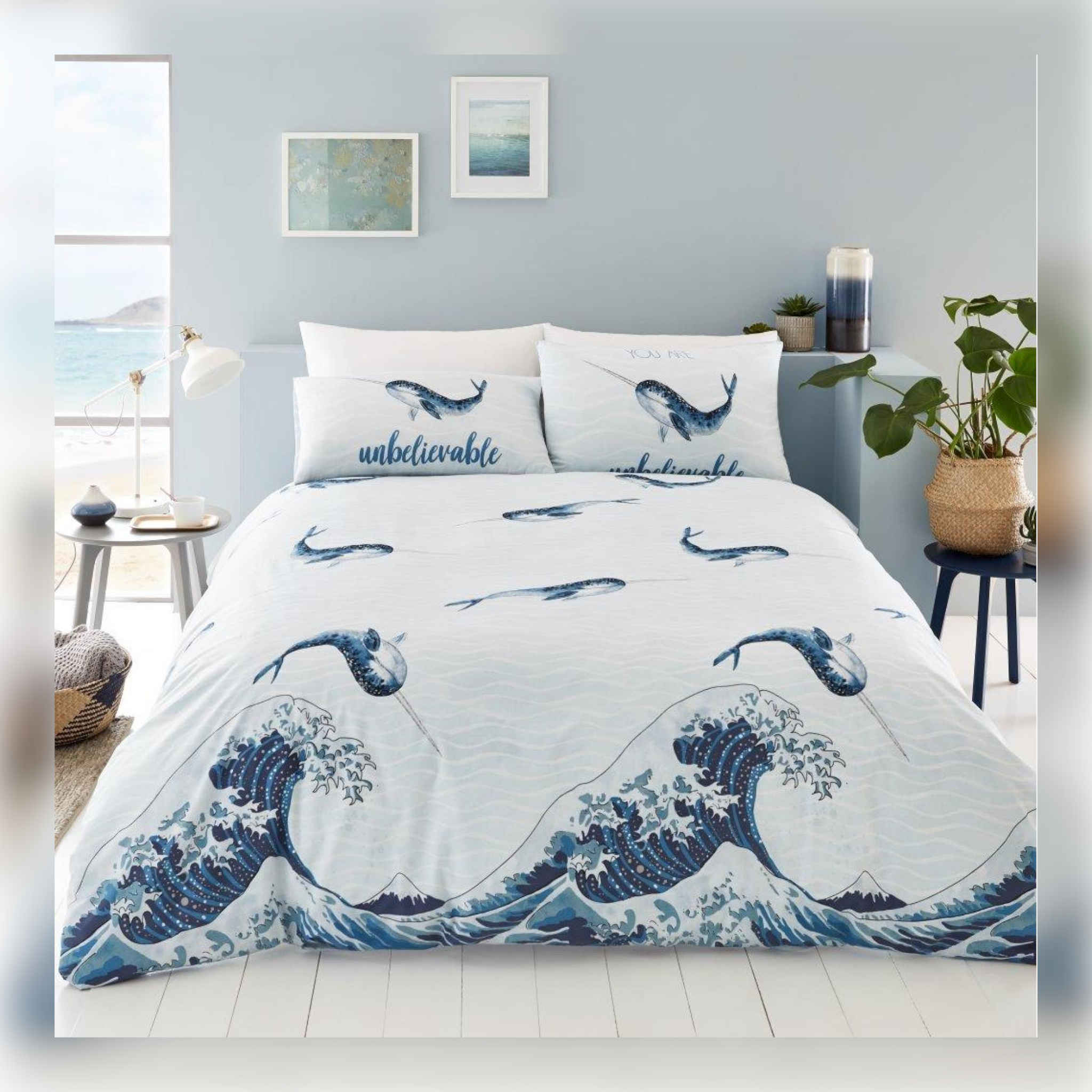 Gaveno Cavailia Printed Duvet Set Narwhal | Double | Blue