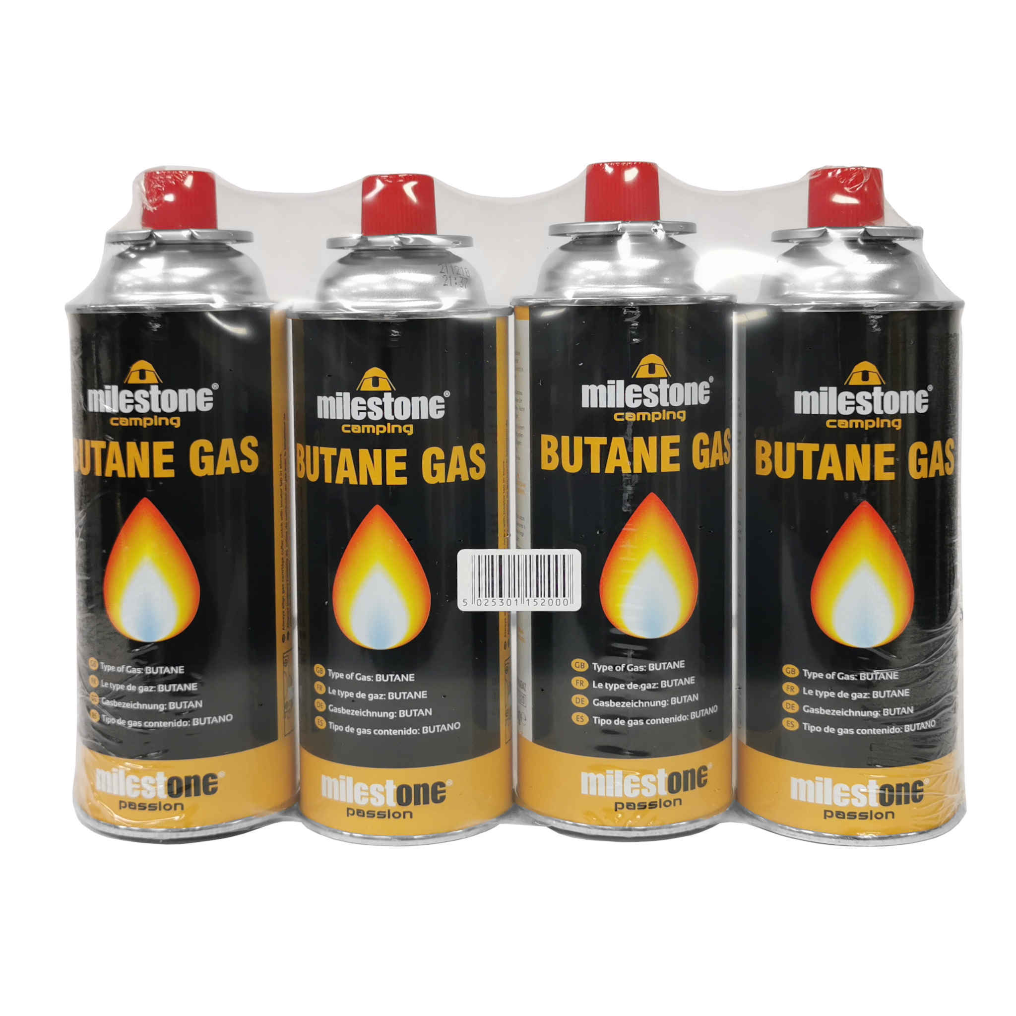 Milestone Camping Butane Gas Canister | 220g | 4 Pack