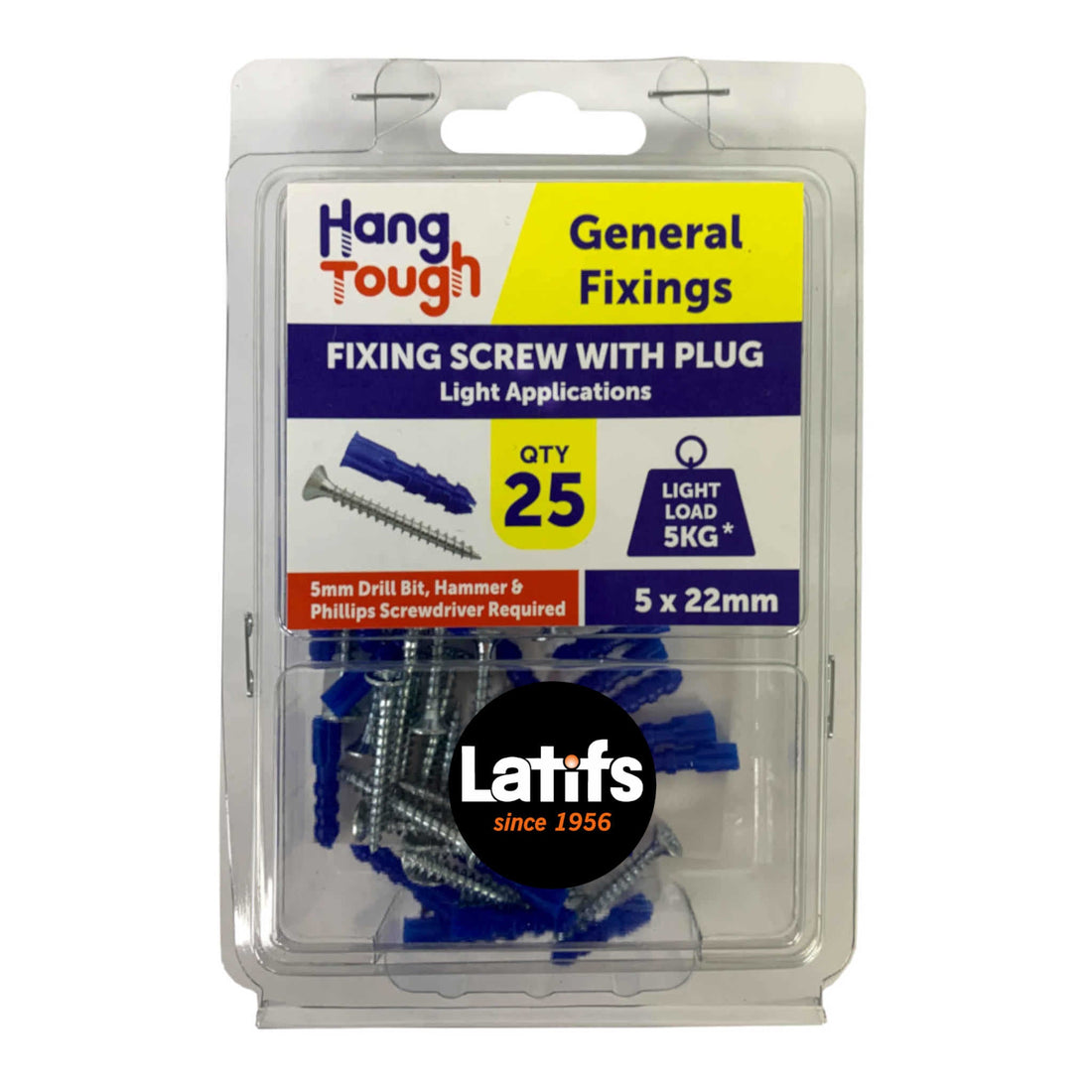 HT Fixing Plugs With Screw | Blue | 5 x 22mm