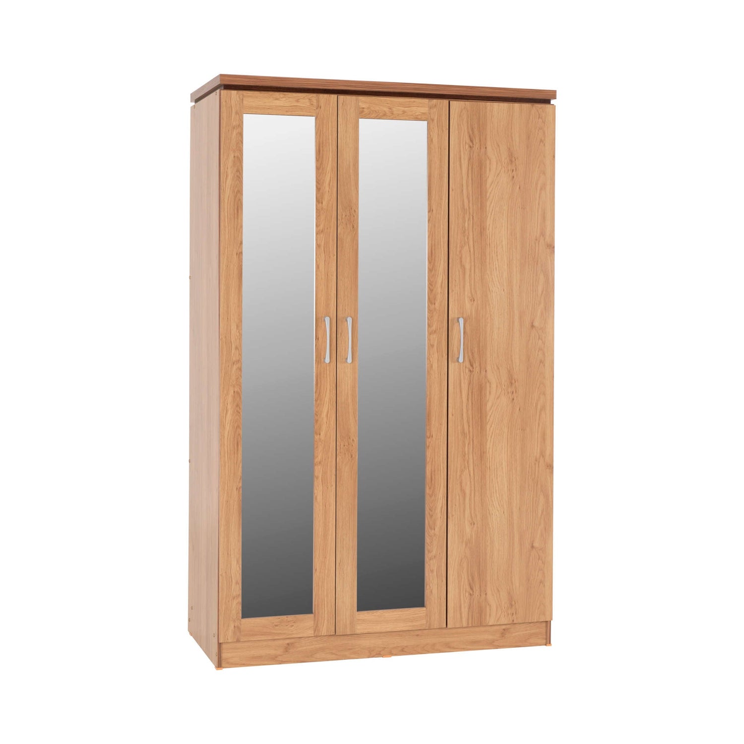 Charles 3 Door All Hanging Wardrobe (Oak Effect Veneer with Walnut Trim)