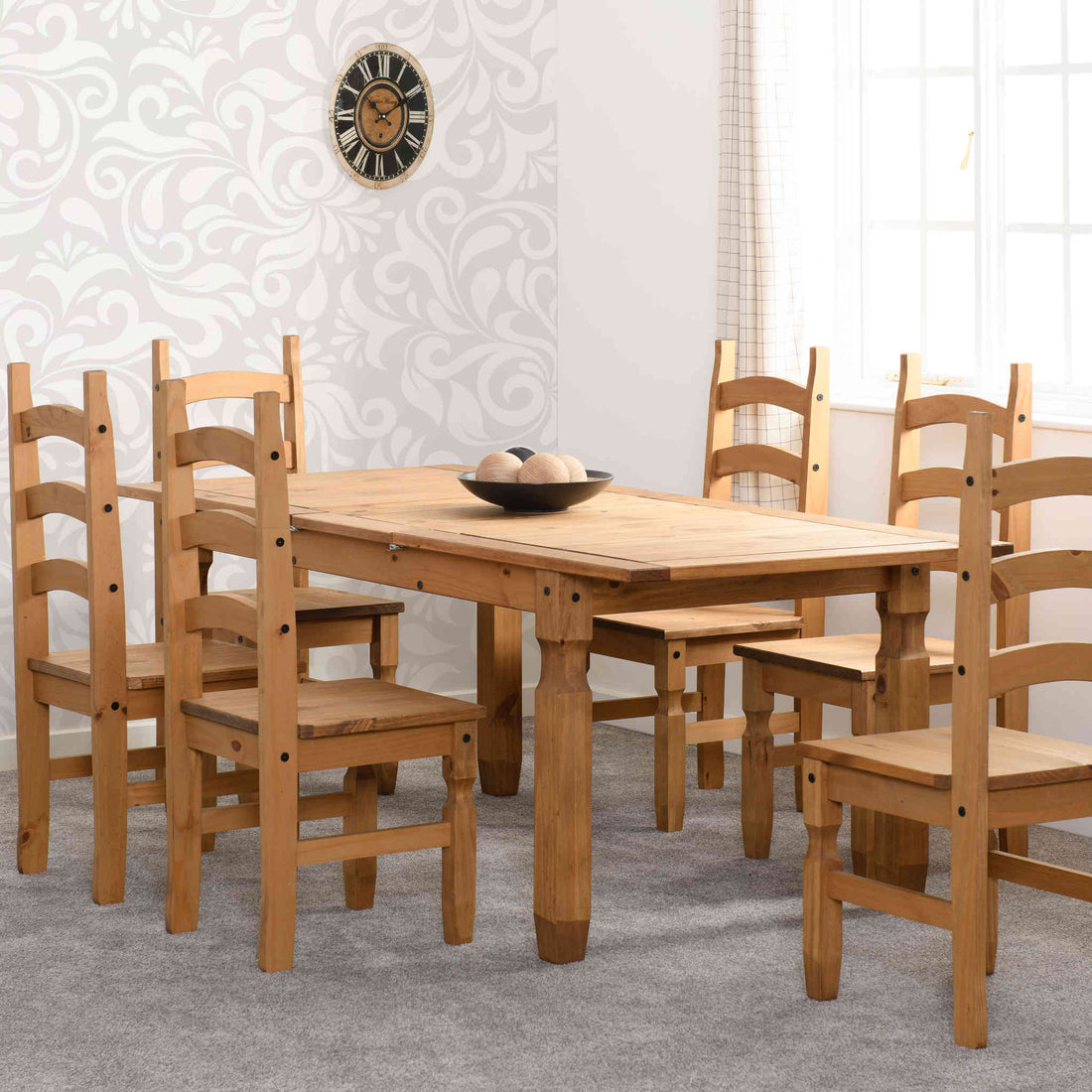 Corona Extending Dining Set (Distressed Waxed Pine) | Set of 6