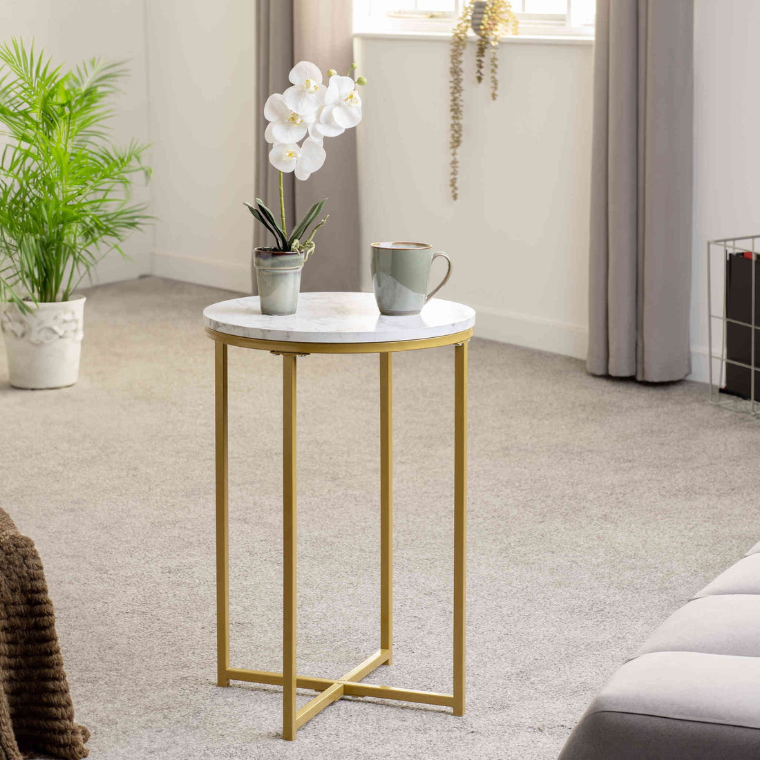 Dallas Side Table (Marble/Gold Effect)