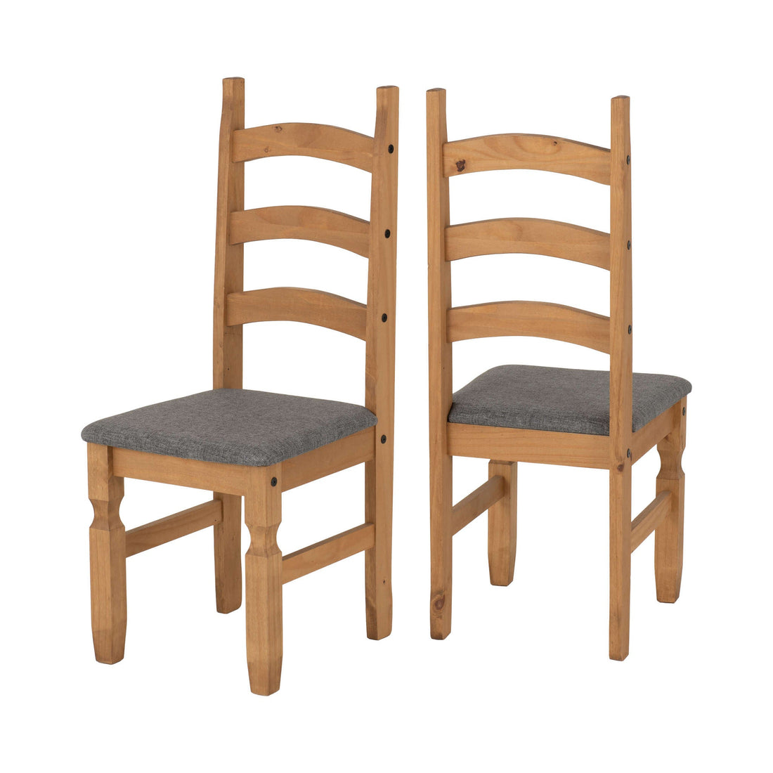 Corona Chair (Distressed Waxed Pine/Grey Fabric) | Set of 2