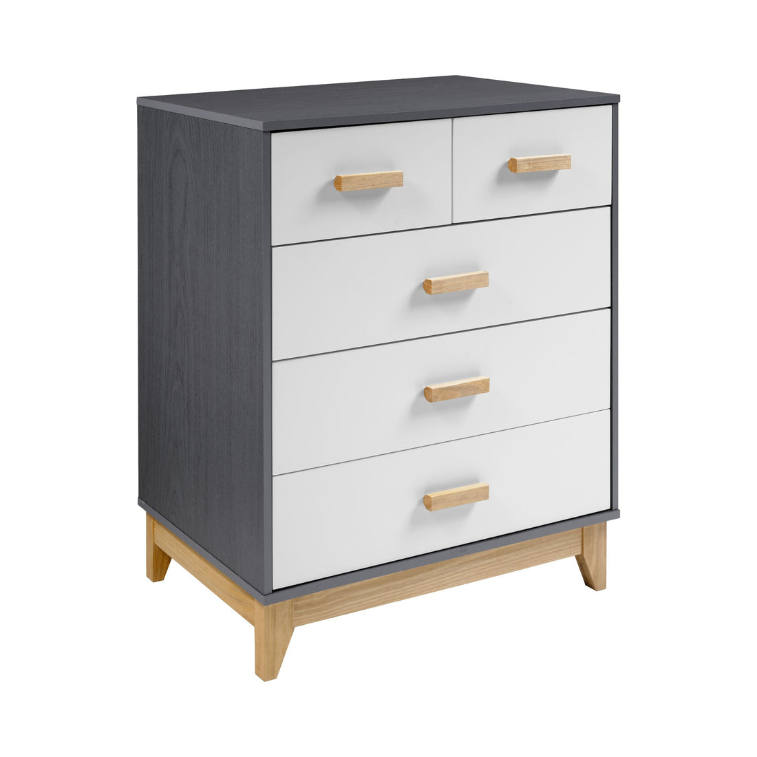 Cleveland 3+2 Drawer Chest (White/Grey Metal Effect)