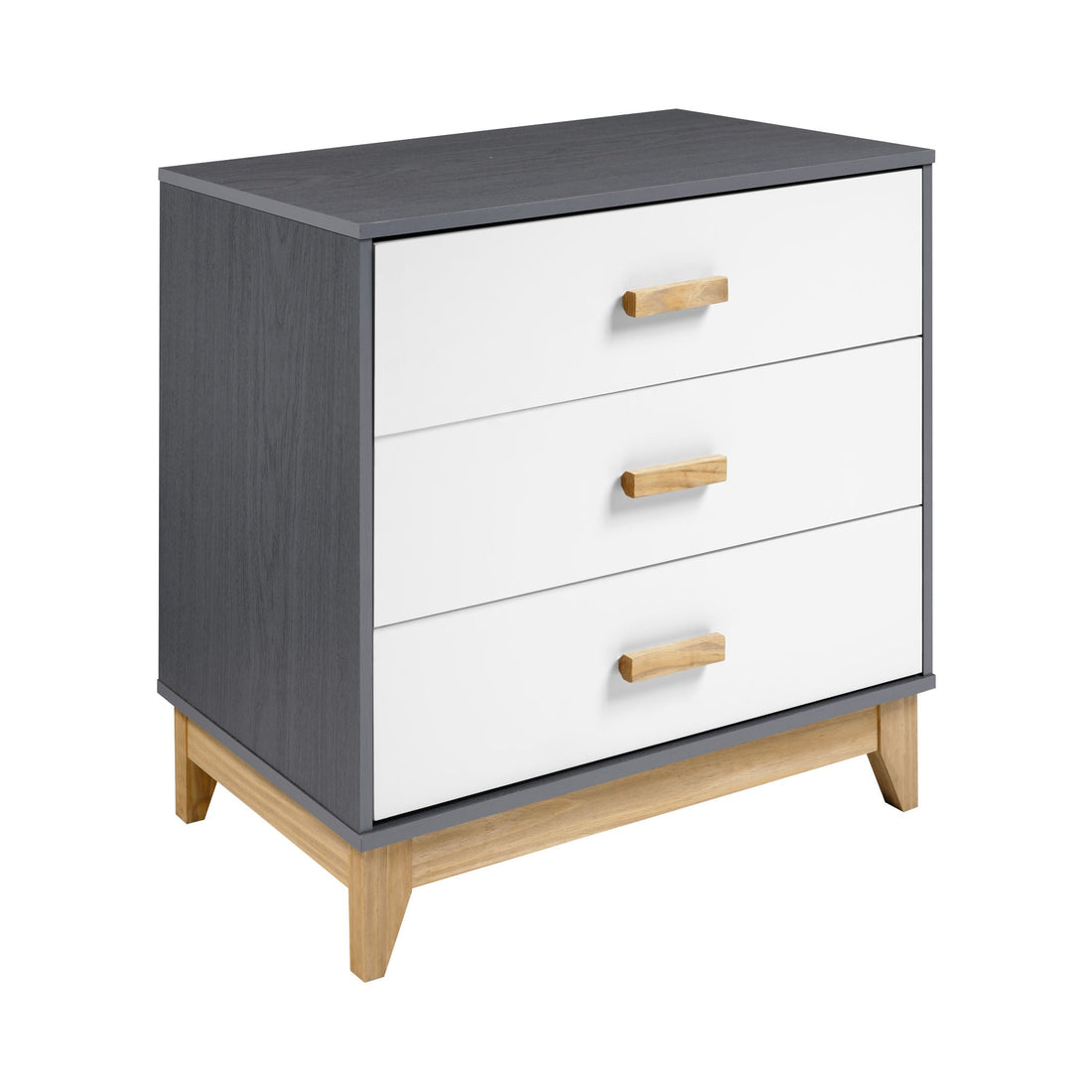 Cleveland 3 Drawer Chest (White/Grey Metal Effect)