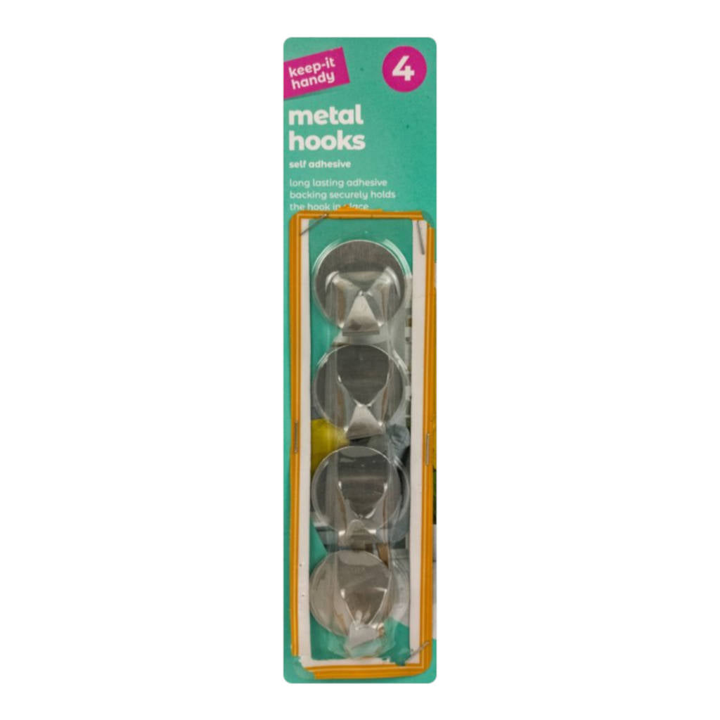 Metal Hooks Self Adhesive | 4 Pack