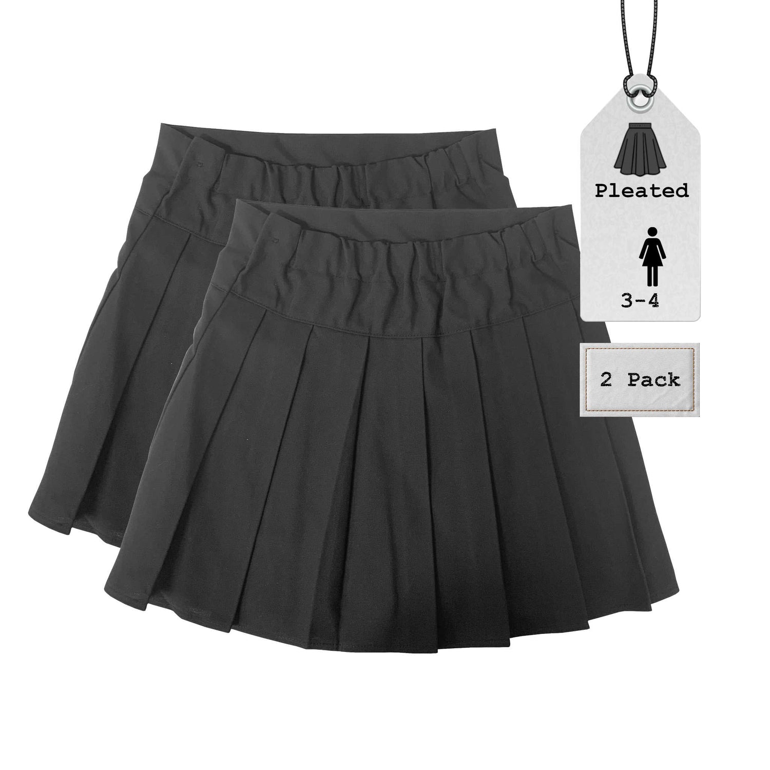 Girls Pleated Skirts | Grey | 3-4 Years | 2 Pack