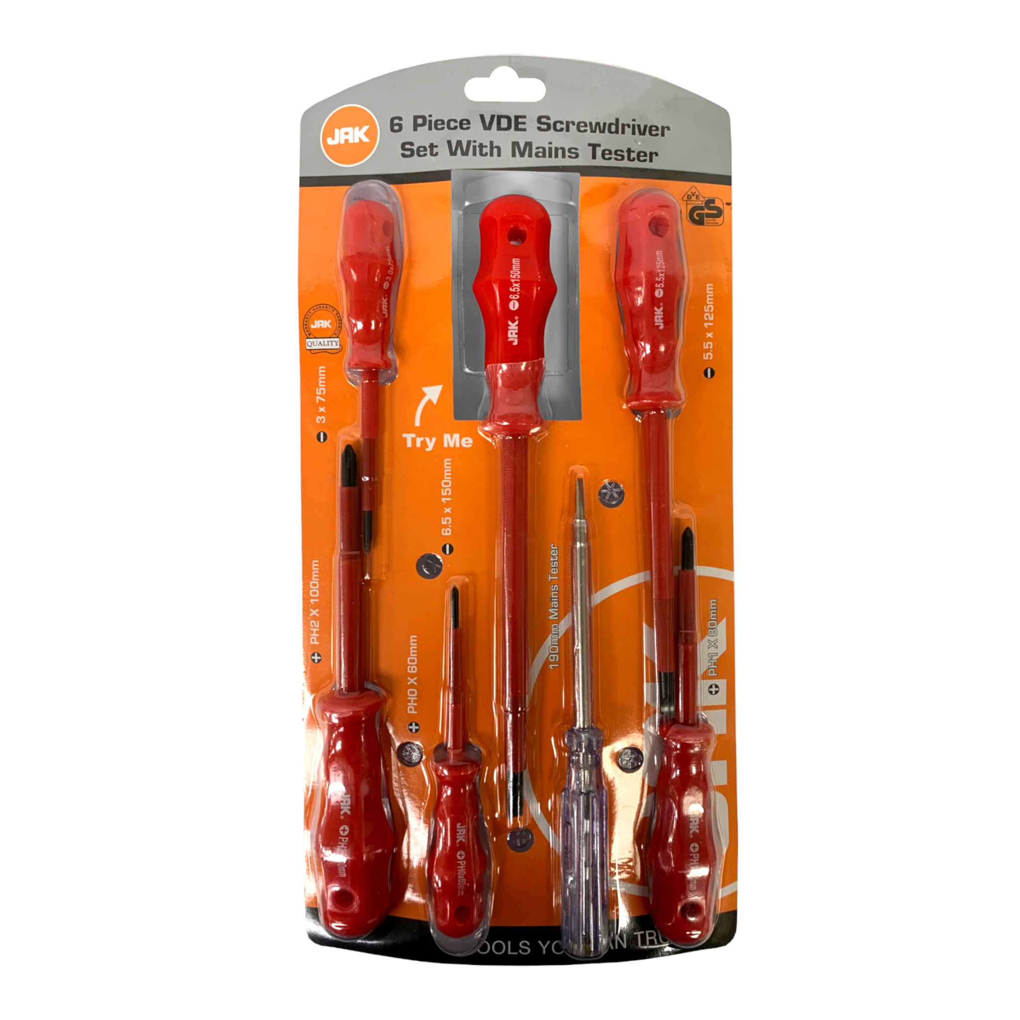 VDE Screwdriver Set With Mains Tester Q | 6 Pack