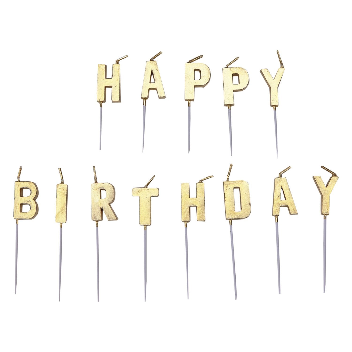 Gold Happy Birthday Pick Candles /13