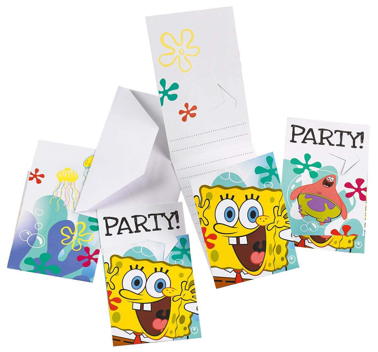 amscan 11011912 Party Invitations and Envelopes with Spongebob Theme-6 Pcs