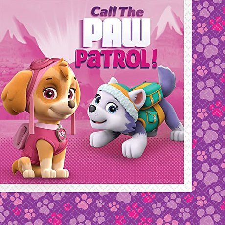 Paw Patrol Girls Luncheon Napkins 2ply 16 Pack