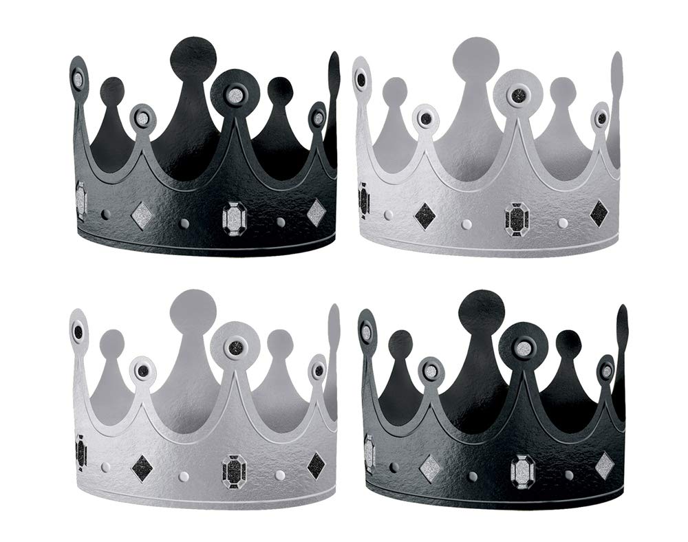 12 Black &amp; White King Queen Party Card Crowns