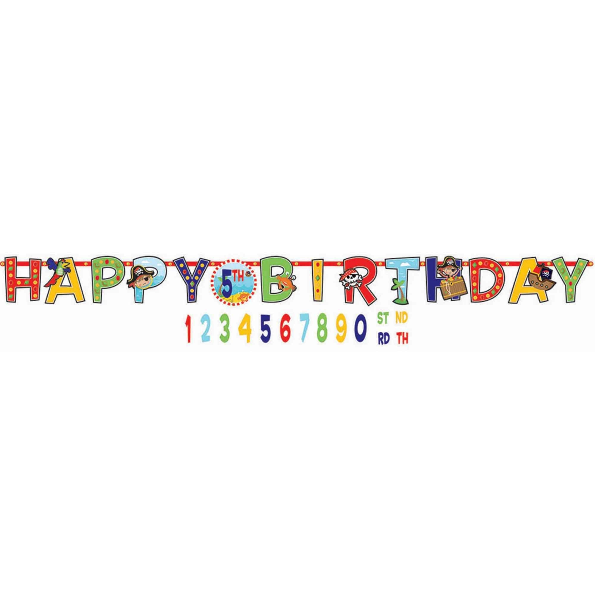amscan 121622 Colorful Personalized Birthday Letter Banner with Little Pirate Theme-1 Pc