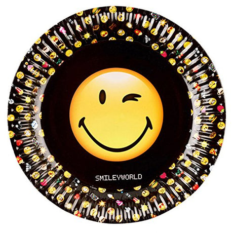 Smiley Emoticons Round Paper Plates 8 Pack