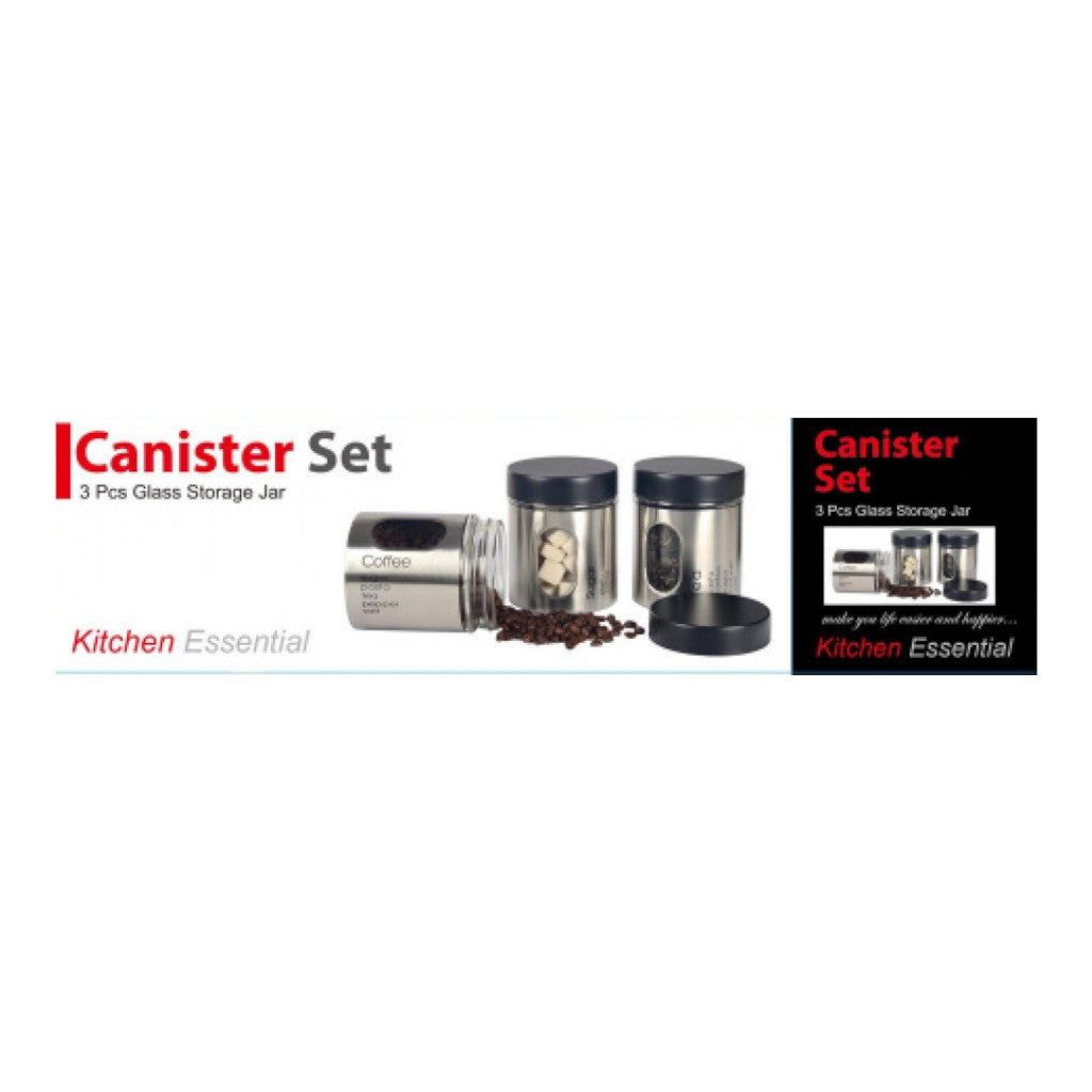 Glass Canister Jar Storage Set 3 Pack