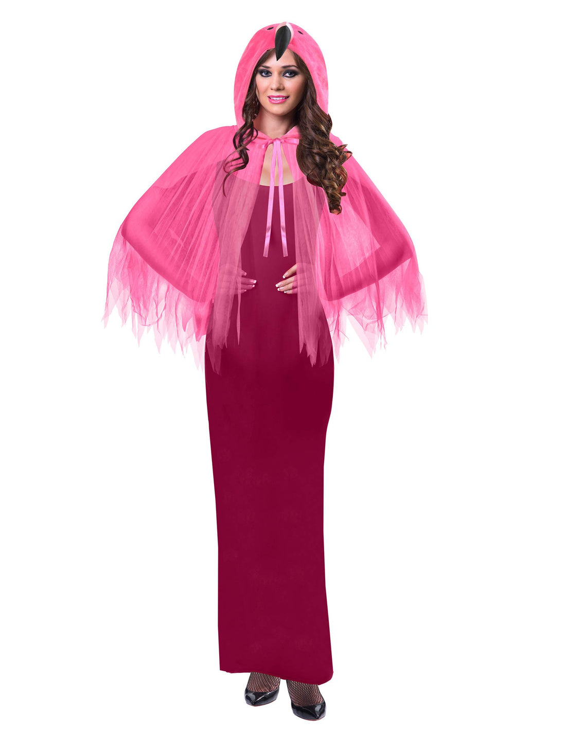 Pink Cape with Flamingo Head Hoodie for Adults One Size Fits All