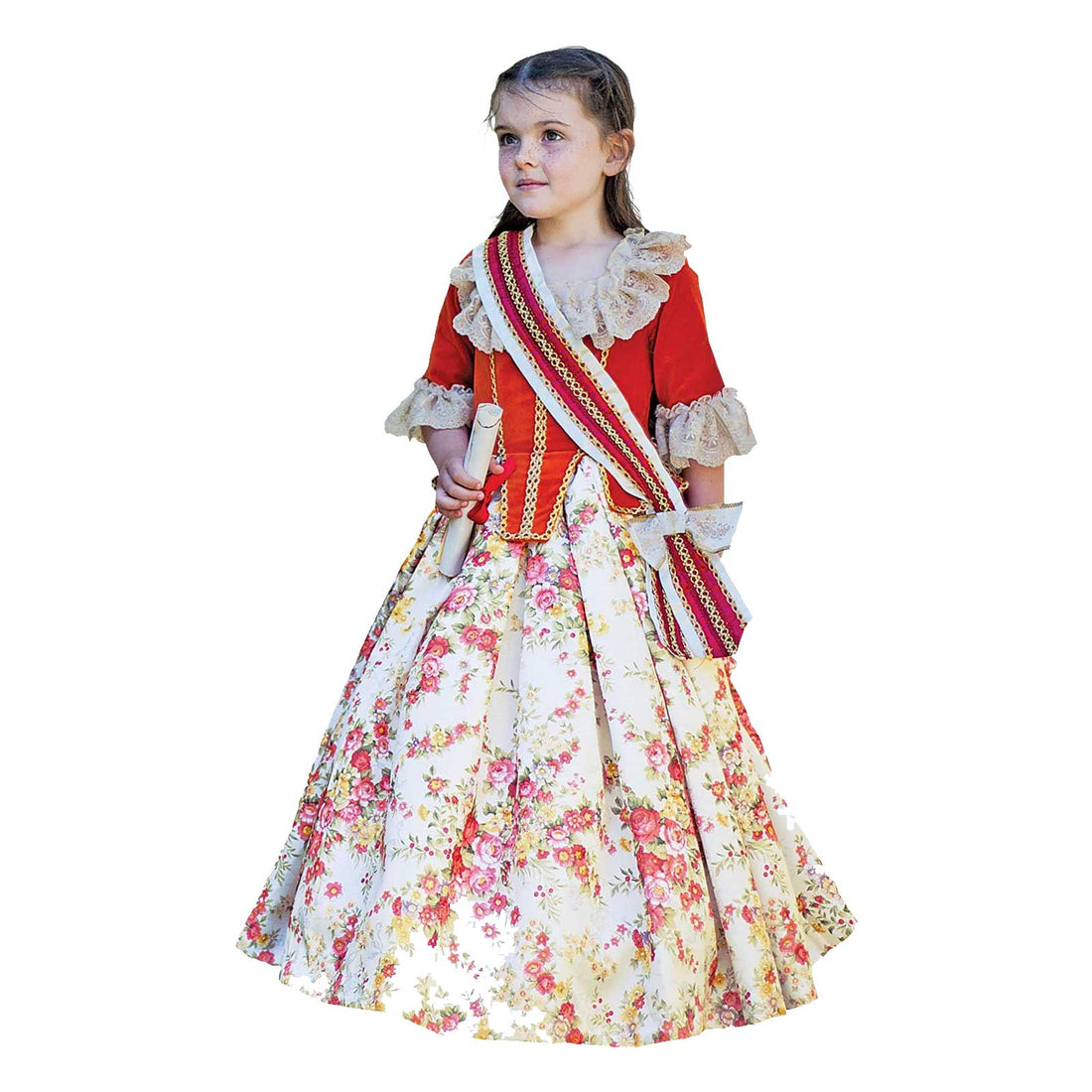 Floral RED Child Costume Set with Flotral Countess Theme (6-8 Years)