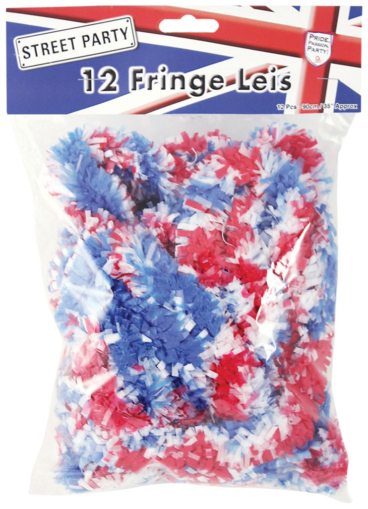 Britain Fringe Leis Red/White/Blue | 12 Pieces