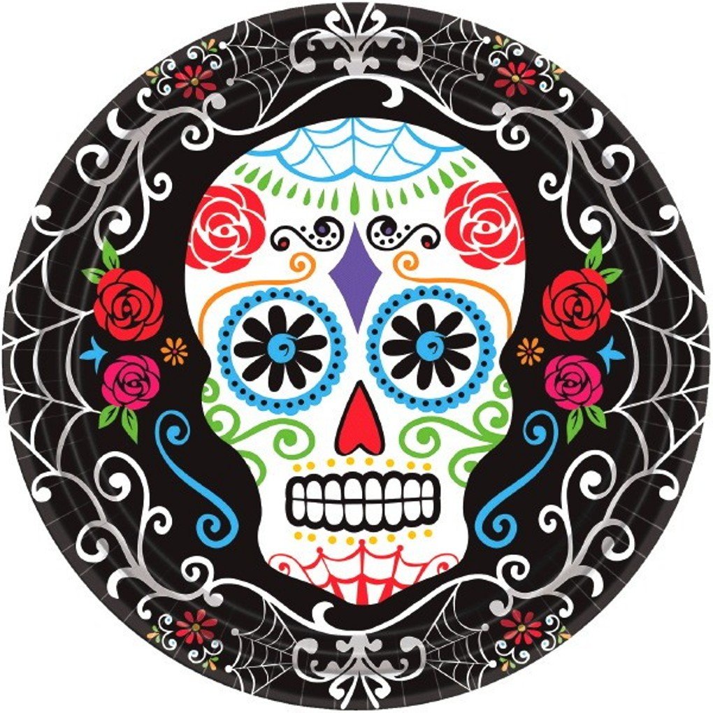 Day of The Dead Dinner Paper Plates 23cm 18 Pieces
