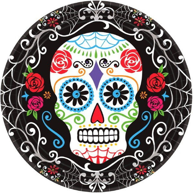 Day of The Dead Round Paper Plates 18 Pack