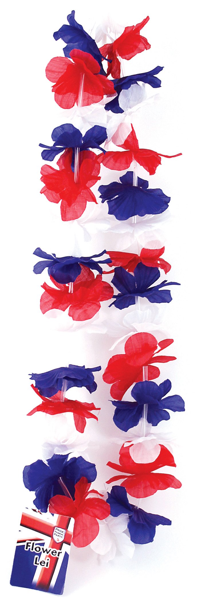 Britain Fabric Flower Leis Red/White/Blue | 6 Pieces