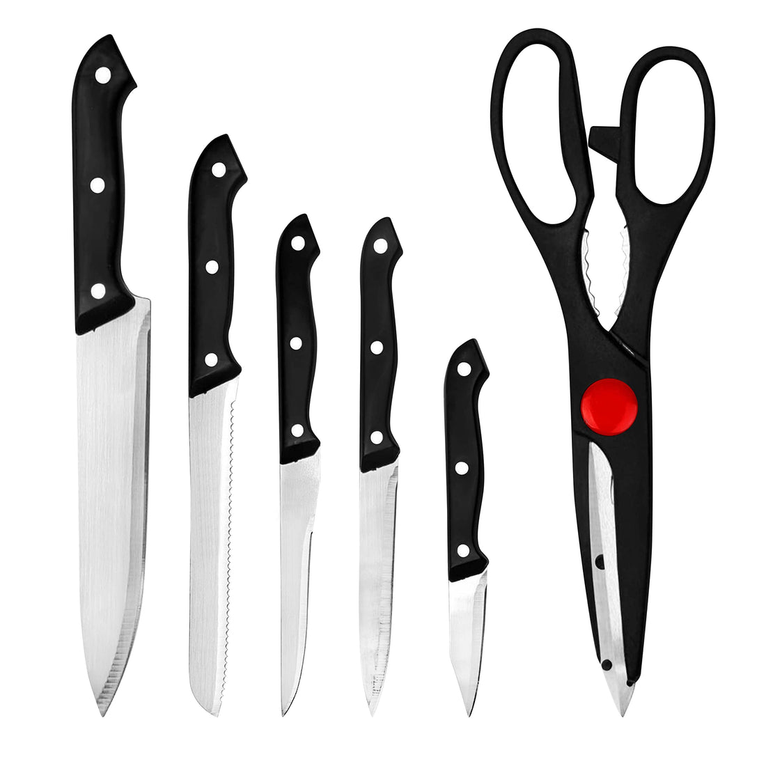 MALTYZE Knife Set with Block l Kitchen Knife Set l Kitchen Knives with Kitchen Scissors l Chef Knife Set l Knife Block with Knives |Stainless Steel Knife Set with Block