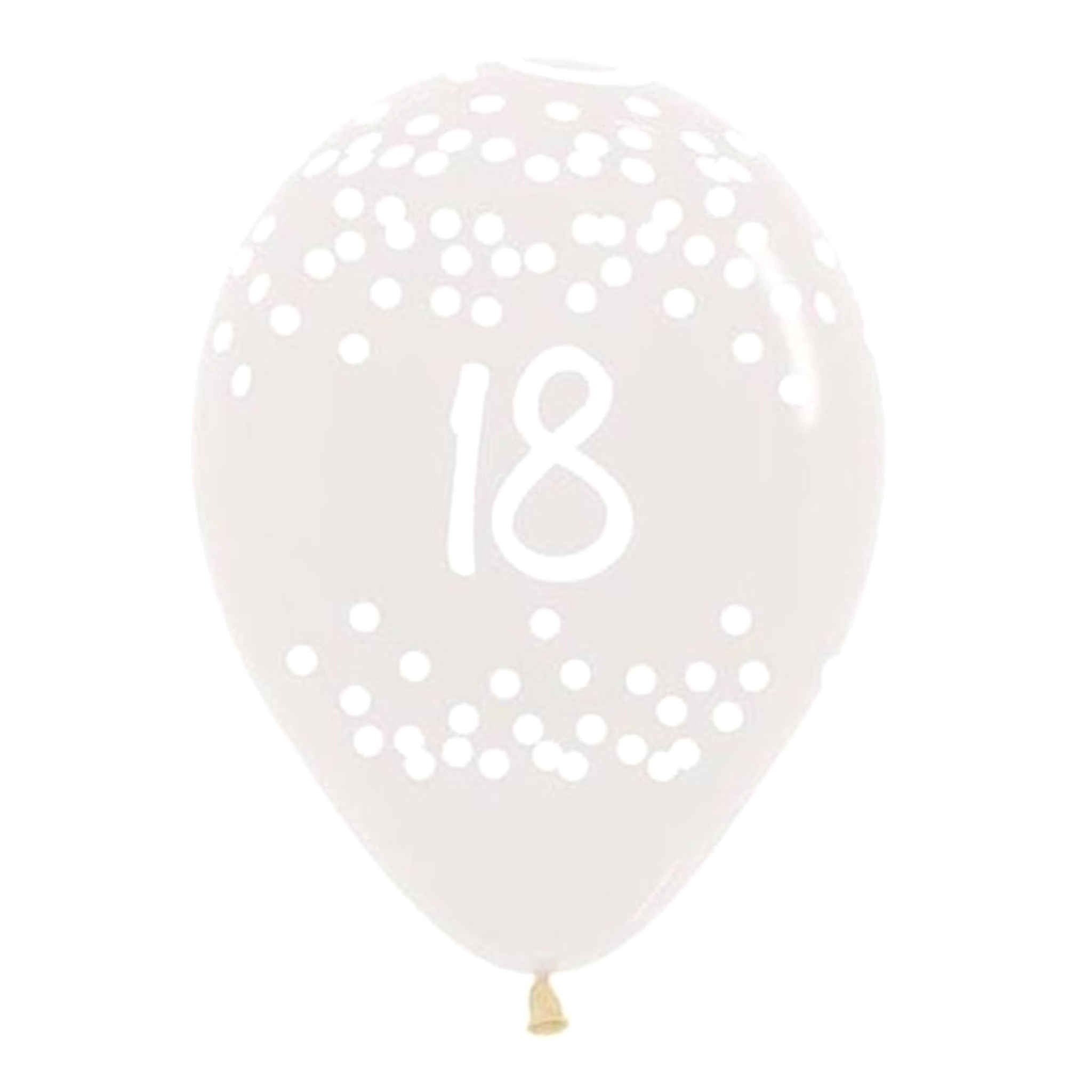 Round Crystal Clear 18th Birthday Polka Dots Balloons | 25 Pack | 12 inch