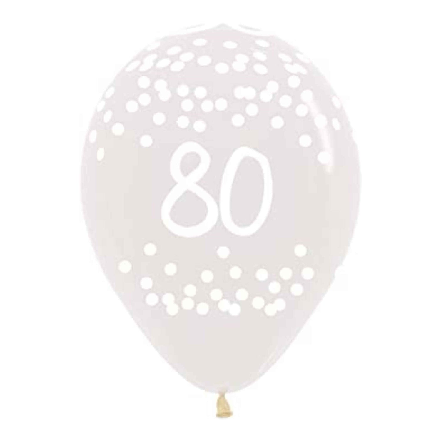 Round Balloons Crystal Clear 80th Birthday Polka Dots | 25 Pack | 12 inch