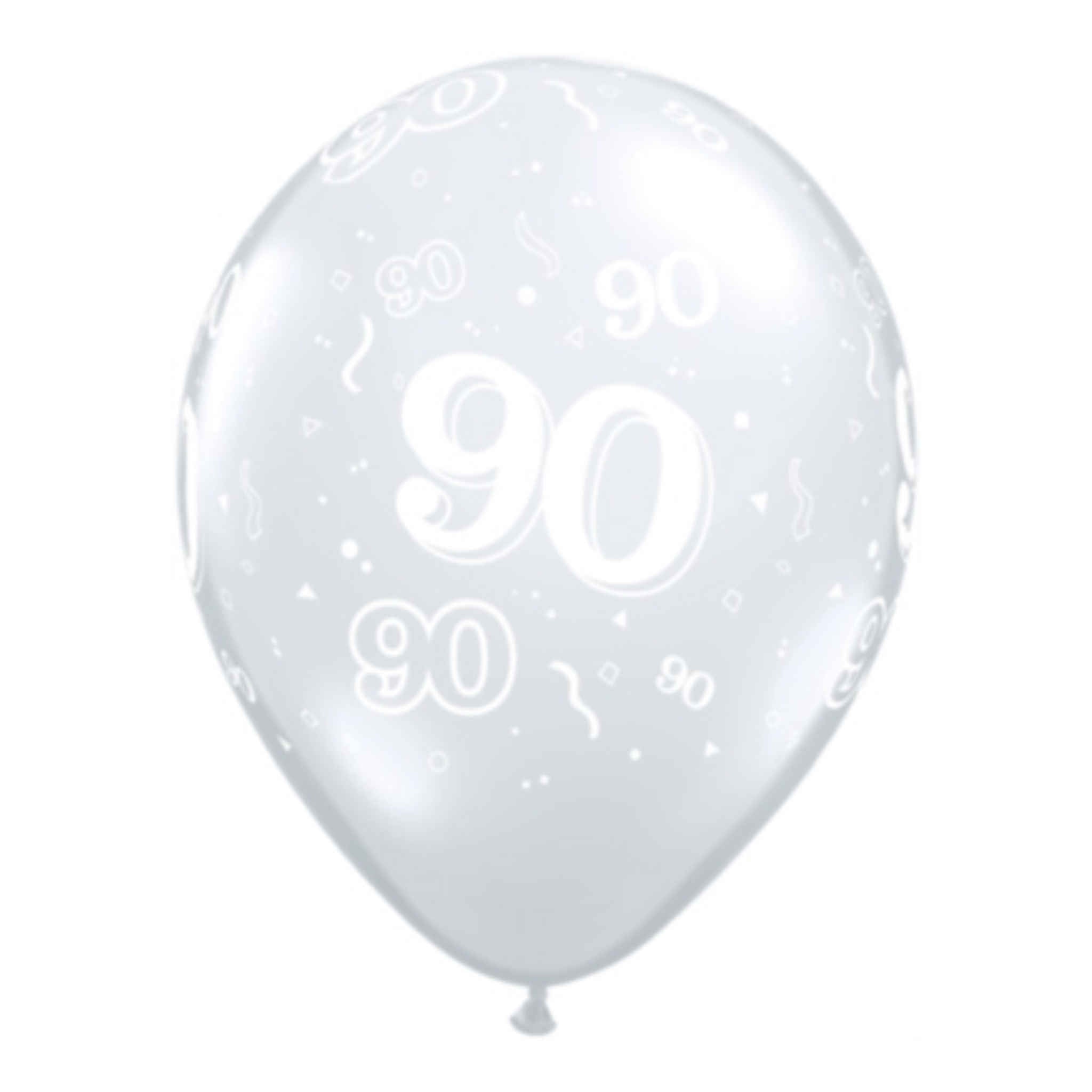 Round Balloons Crystal Clear 90th Birthday Polka Dots | 25 Pack | 12 inch
