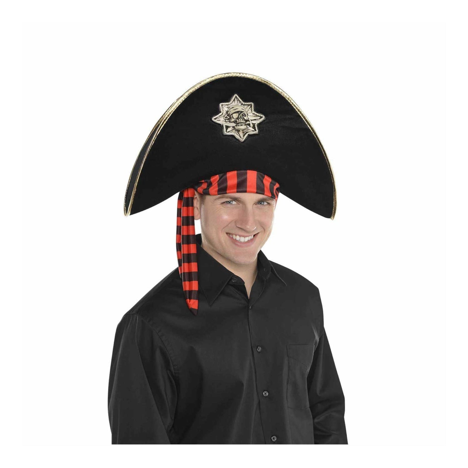 Pirate Skull Hat Costume | Black &amp; Red