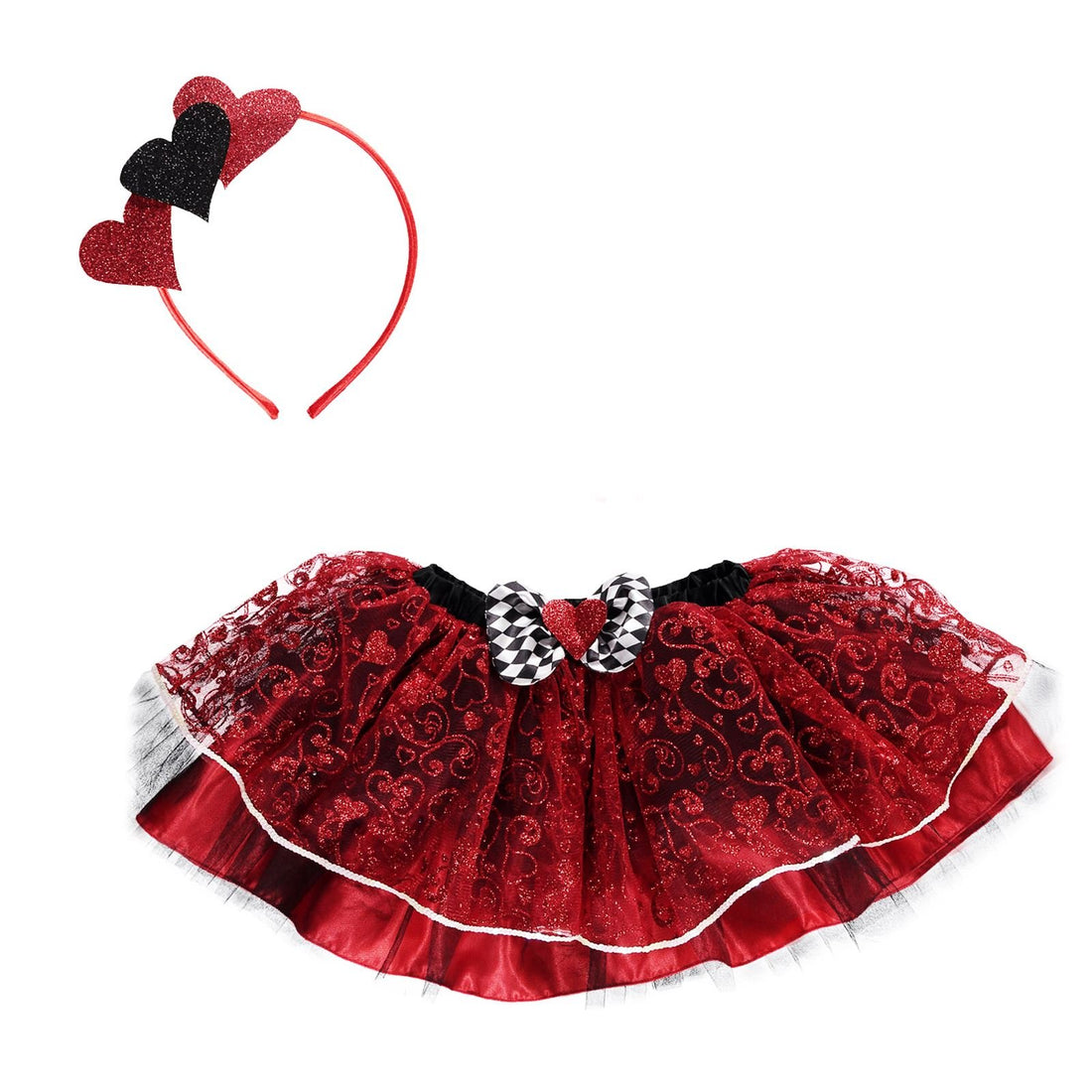 Queen of Hearts Tutu with Headband Medium/Large to fit waist 24-27in (62/70cm)